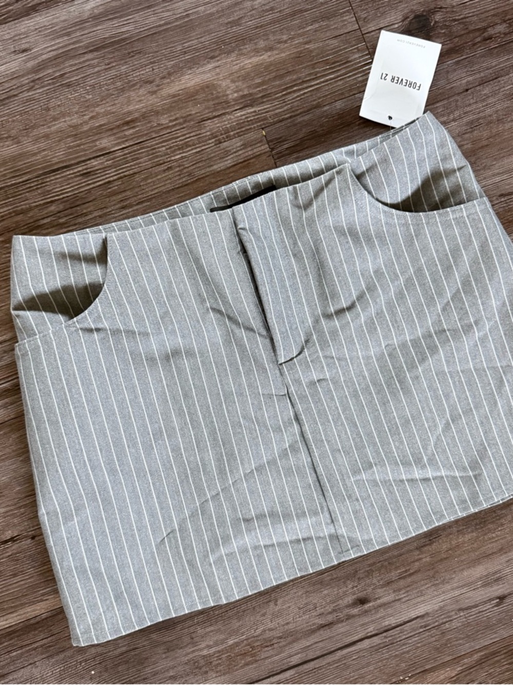 Forever 21 Gray Pinstripe High-Waist Mini Skirt